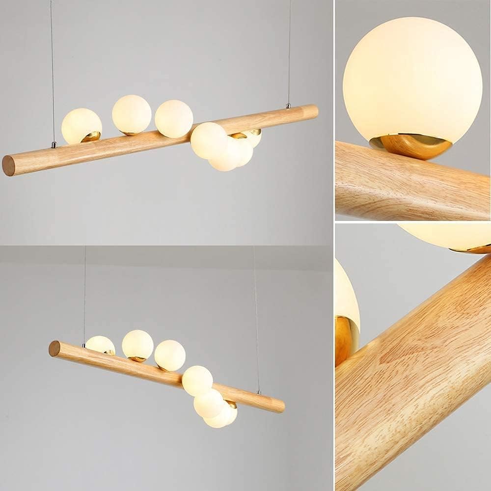 Scandinavian Style LED Wooden Chandelier with Multiple Spheres Norenza