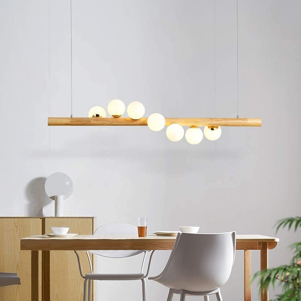 Scandinavian Style LED Wooden Chandelier with Multiple Spheres Norenza