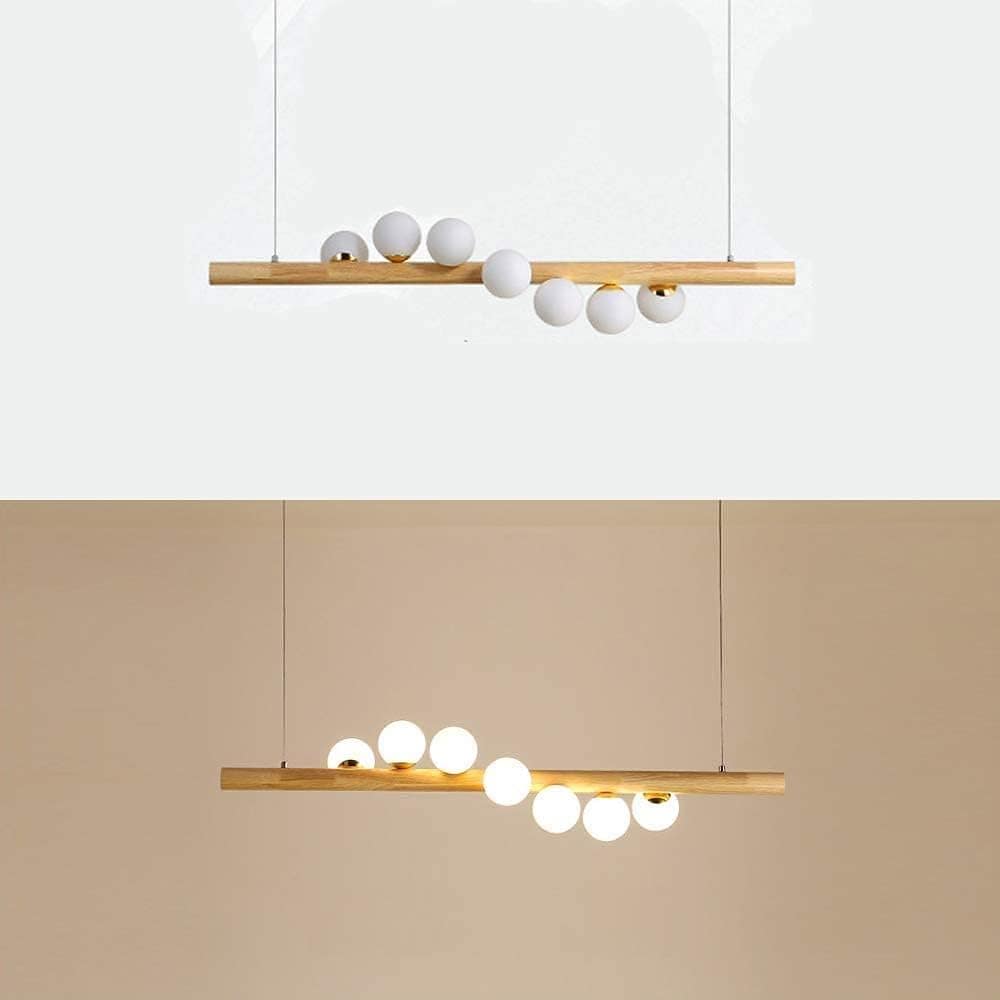 Scandinavian Style LED Wooden Chandelier with Multiple Spheres Norenza
