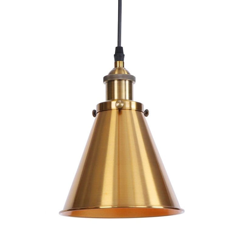 Shorah Industrial Pendant Light with Metal Cone Shade Gold Norenza