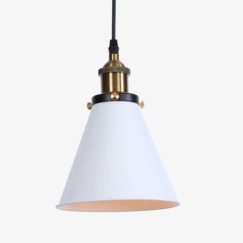 Shorah Industrial Pendant Light with Metal Cone Shade White Norenza