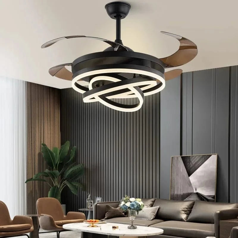 Silent Ceiling Fan with Remote Control and LED Light Black Norenza