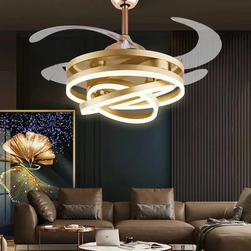 Silent Ceiling Fan with Remote Control and LED Light Gold Norenza