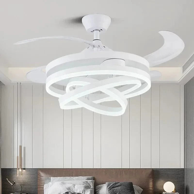 Silent Ceiling Fan with Remote Control and LED Light White Norenza