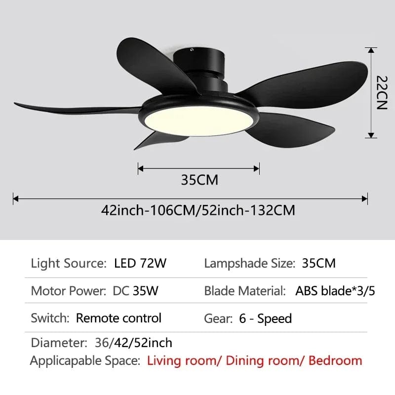 Simple Ceiling Fan with LED Light and Remote Control Norenza