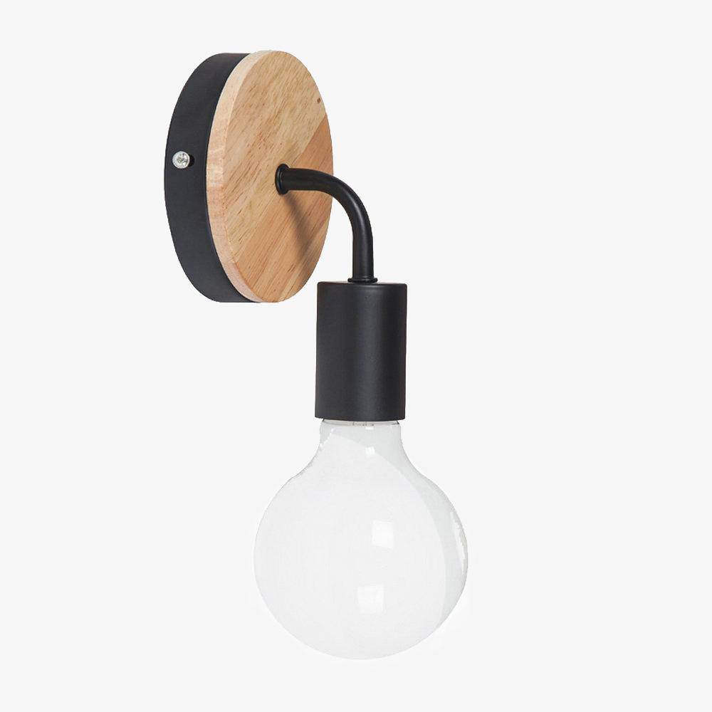 Simple Wood and Metal Wall Sconce Black Norenza