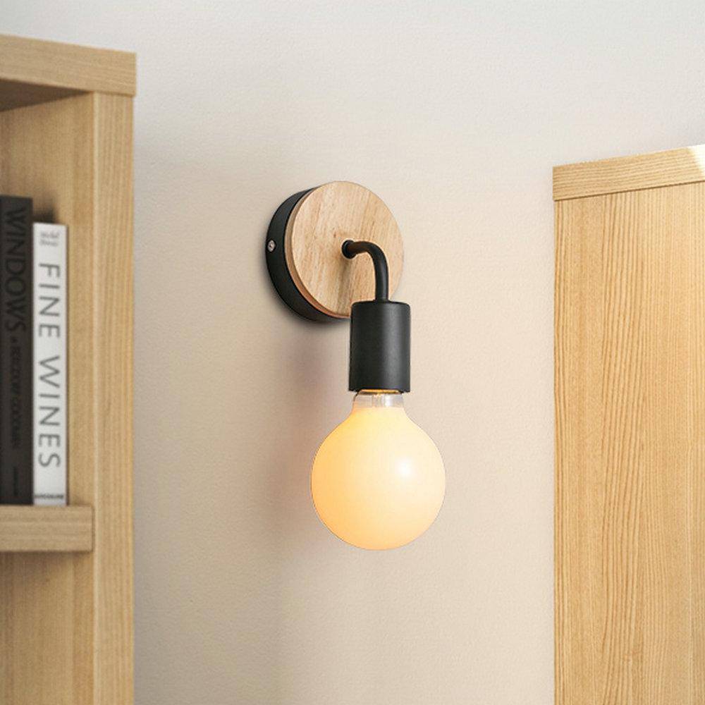 Simple Wood and Metal Wall Sconce Norenza