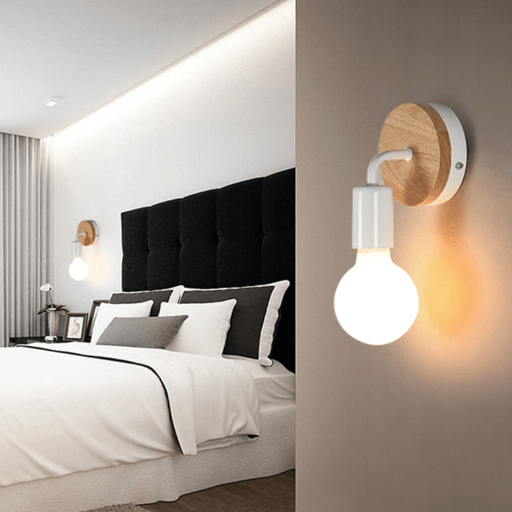 Simple Wood and Metal Wall Sconce Norenza