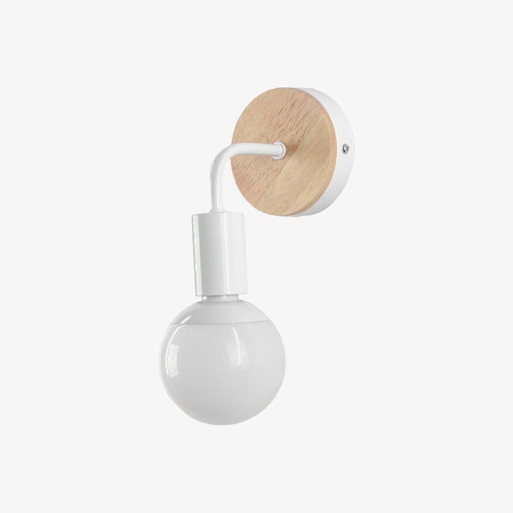 Simple Wood and Metal Wall Sconce White Norenza