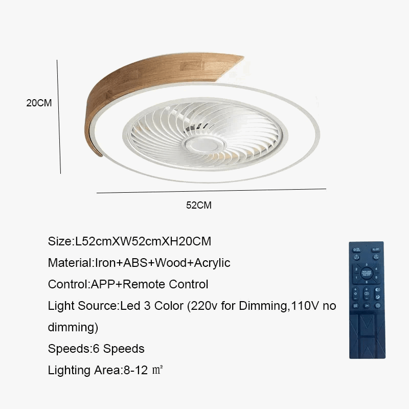 Smart Ceiling Fan with Light and Reversible Blades, 6 Speeds Norenza