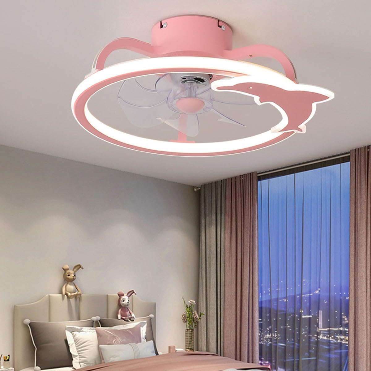 Smart Ceiling Fan with Lights and Remote Control Pink Norenza