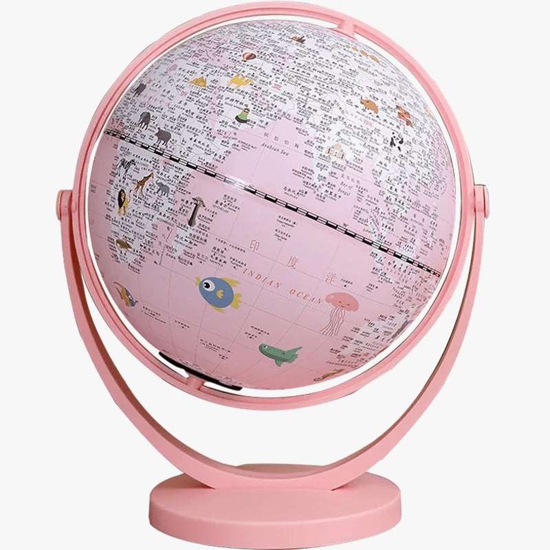 Smart Desk Lamp with Creative Globe Gift for Kids Pink Norenza