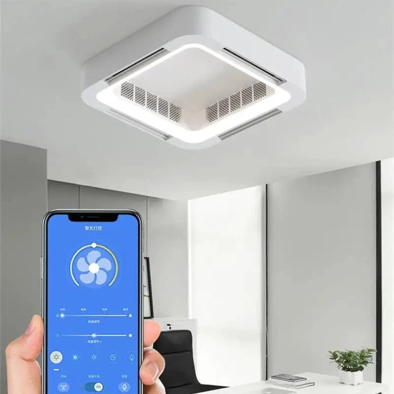 Smart White Square Ceiling Fan with App Control Ceiling Norenza