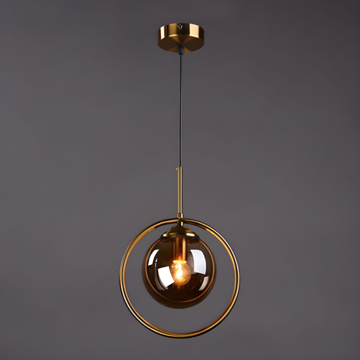 Smoke Glass Hanging Pendant Light Bronze Norenza