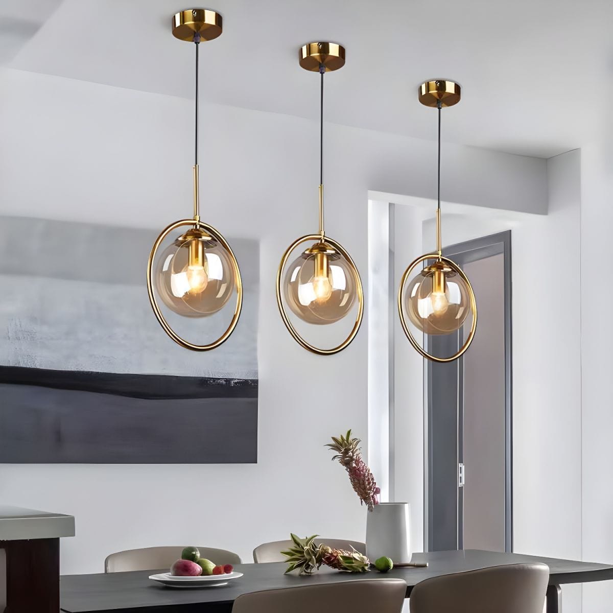 Smoke Glass Hanging Pendant Light Norenza