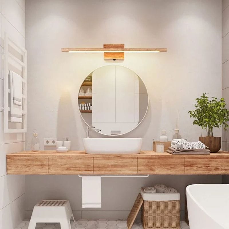Solid Wood LED Bathroom Mirror Wall Light Norenza