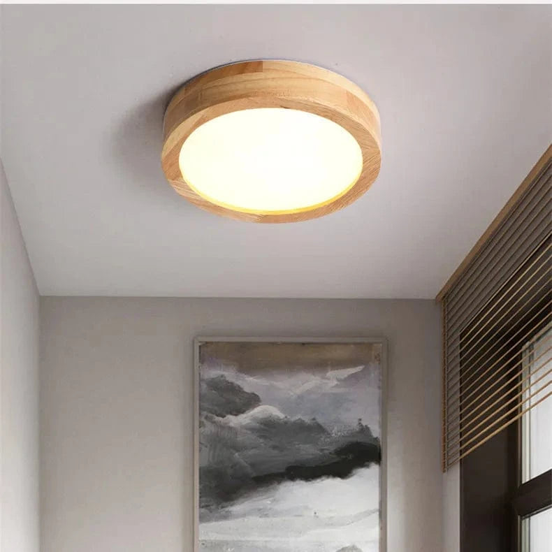 Solid Wood Round Ceiling Light Fixture Norenza