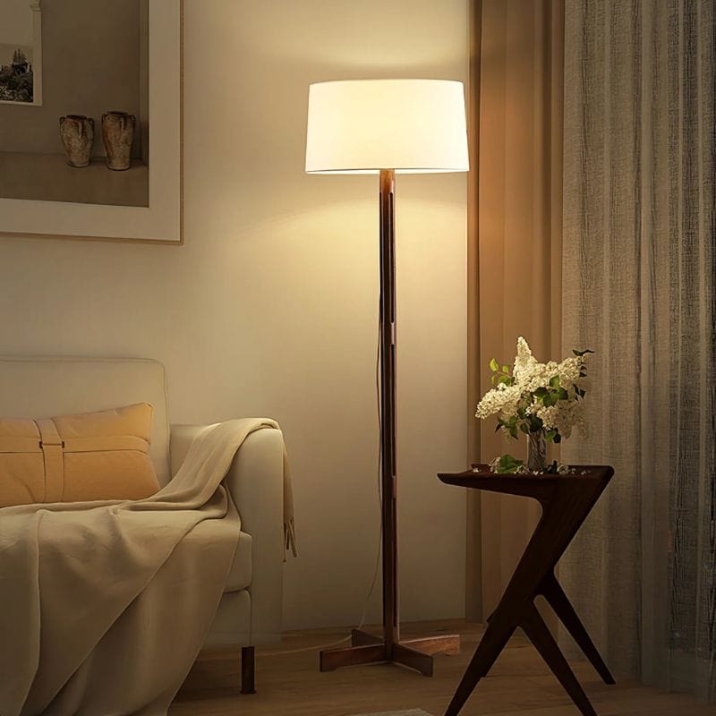 Solid Wood Wabi-Sabi Floor Lamp - Japanese Zen Decorative Light Norenza