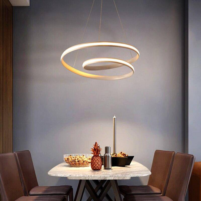 Spiral Aluminum LED Chandelier Light Design White Norenza