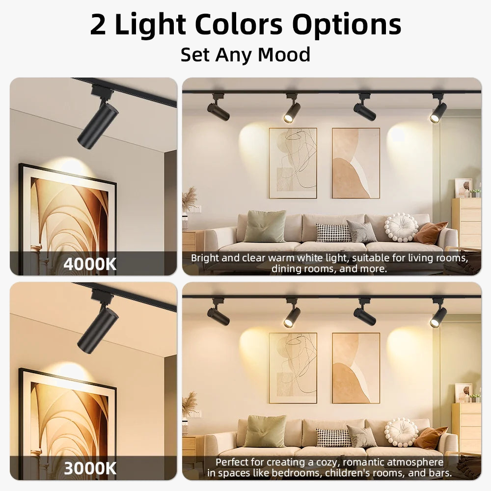 Adjustable Intensity Modern Rail Spot Light for Interior Design