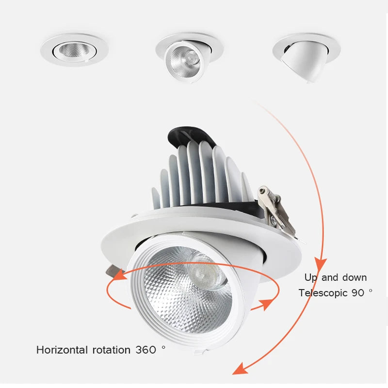 Adjustable 360-Degree LED Recessed Spotlight with Dimmable Brightness