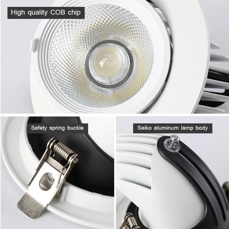 Adjustable 360-Degree LED Recessed Spotlight with Dimmable Brightness