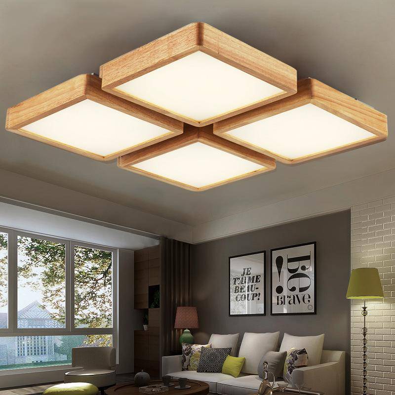 Square LED Wooden Ceiling Light Norenza