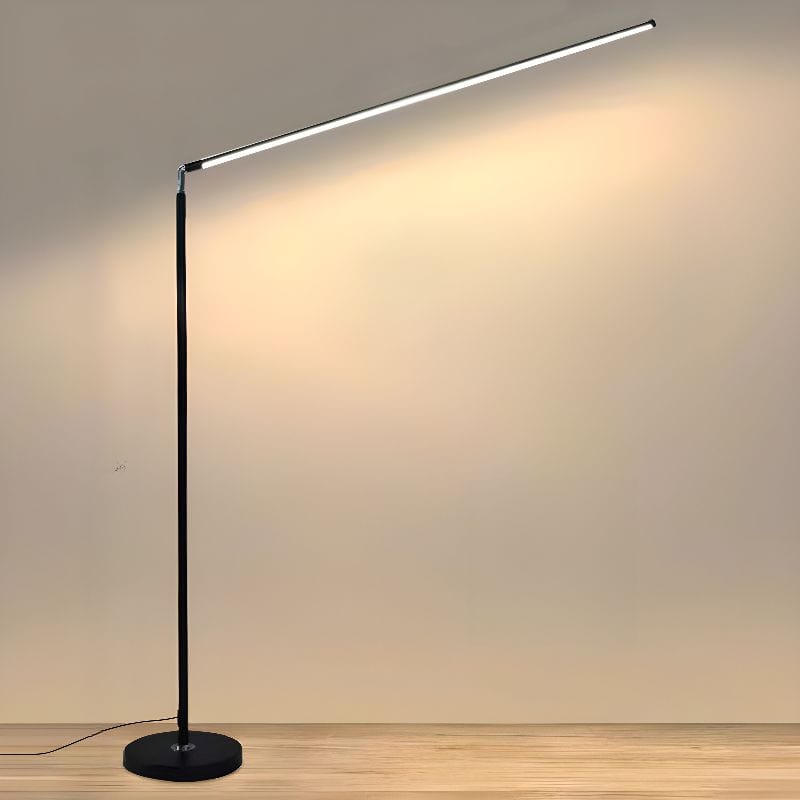 Super Bright LED Floor Lamp - Minimalist Reading Light for Living Room and Bedroom Black Norenza