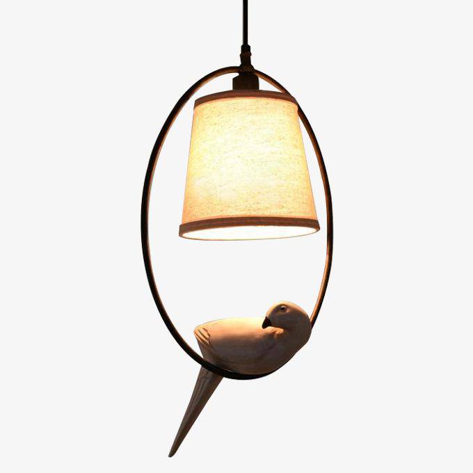 LED Pendant Light with Shade and Perched Bird