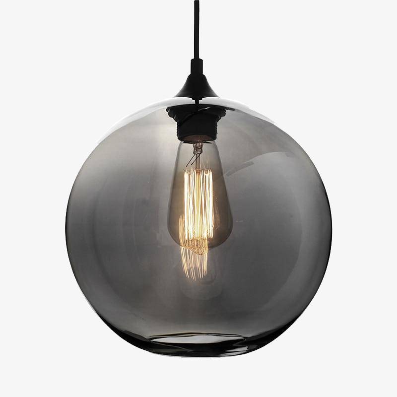 Suspension boule en verre coloré ou fumé
