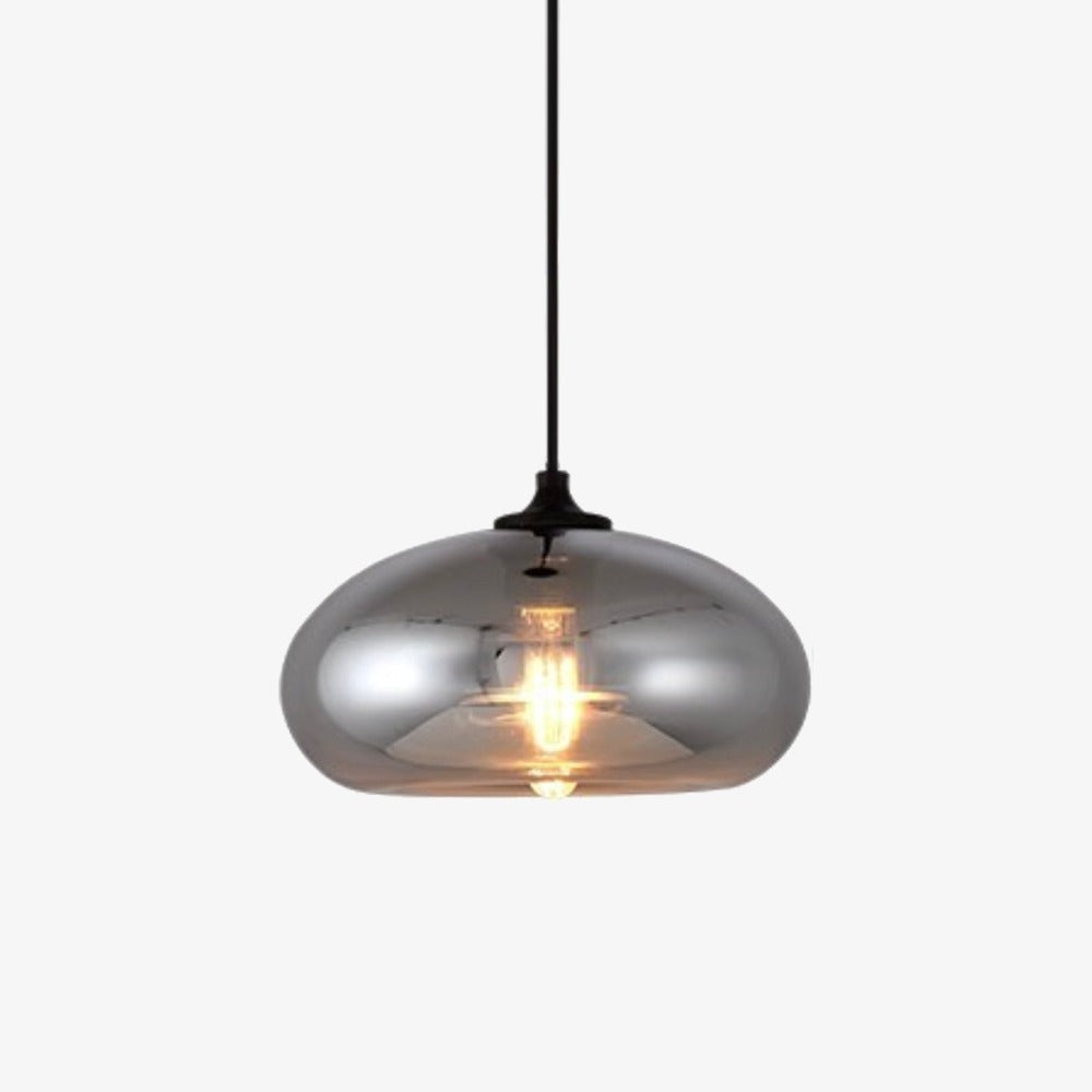 Round Glass LED Pendant Light with Industrial Bulb Design