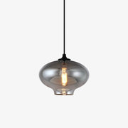 Round Glass LED Pendant Light with Industrial Bulb Design