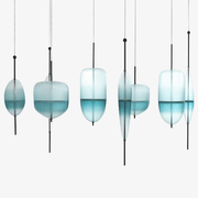 Blue Glass LED Pendant Light in Multiple Shapes