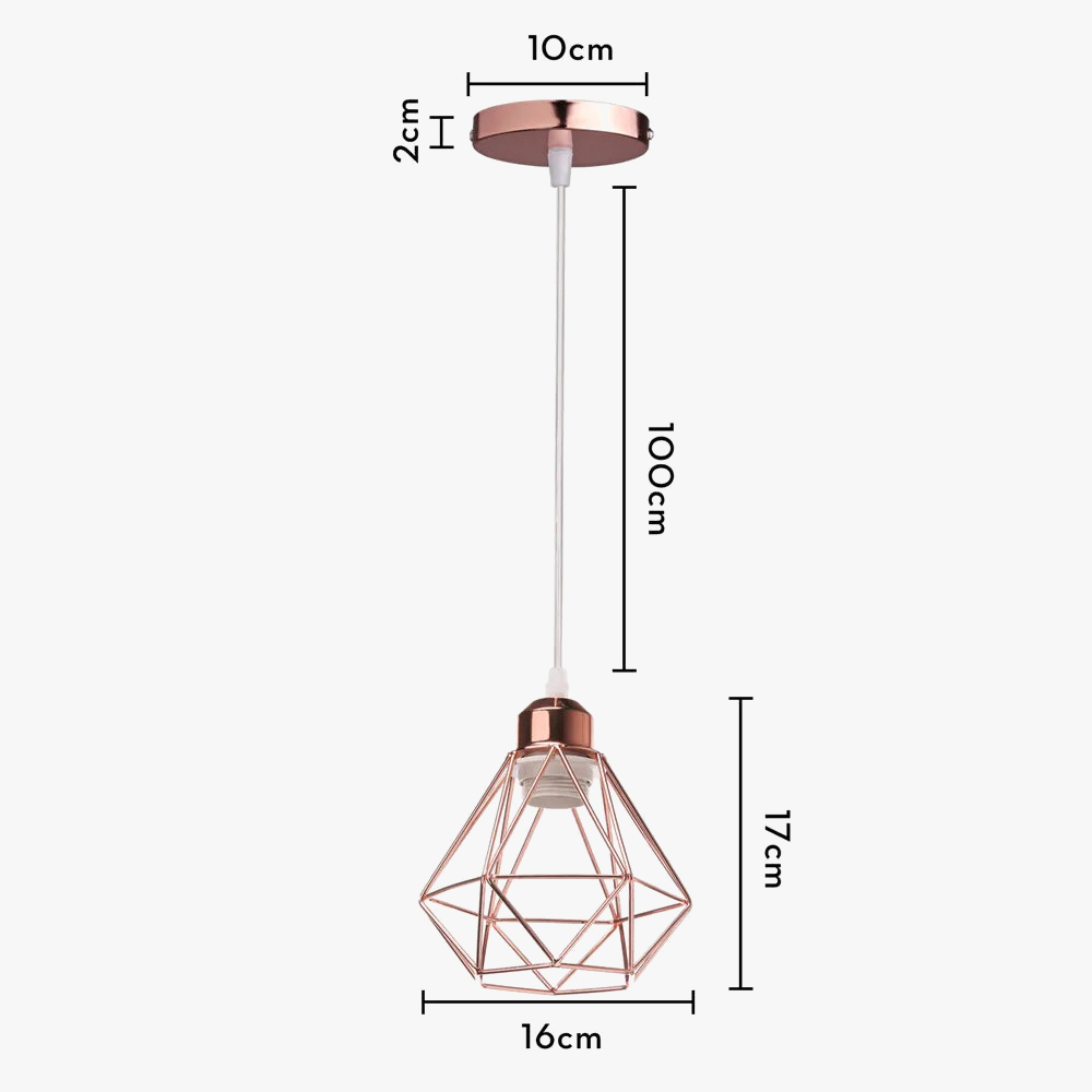 Modern Iron Cage Pendant Ceiling Light for Kitchen & Living Room - E27 Gold Rose