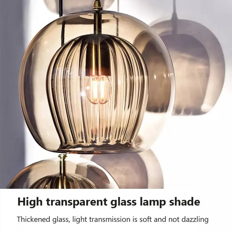 Smoke Gray Nordic Design Glass LED Pendant Light