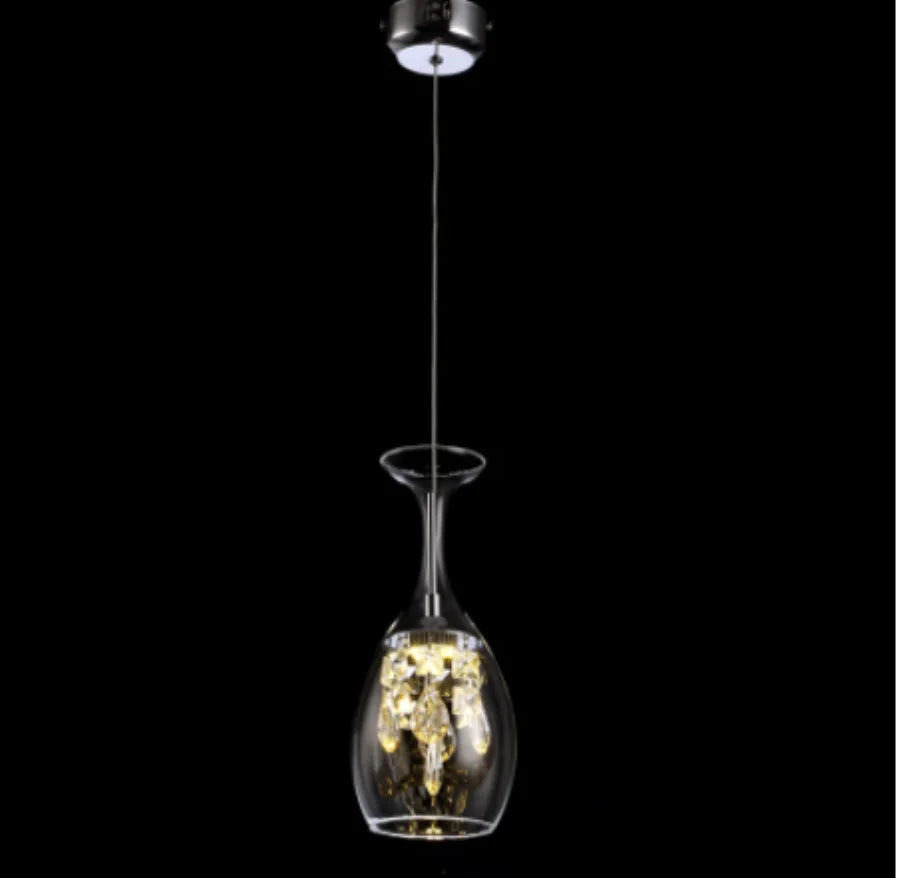 Modern Crystal Pendant Light with Glass Shade for Decorative Illumination
