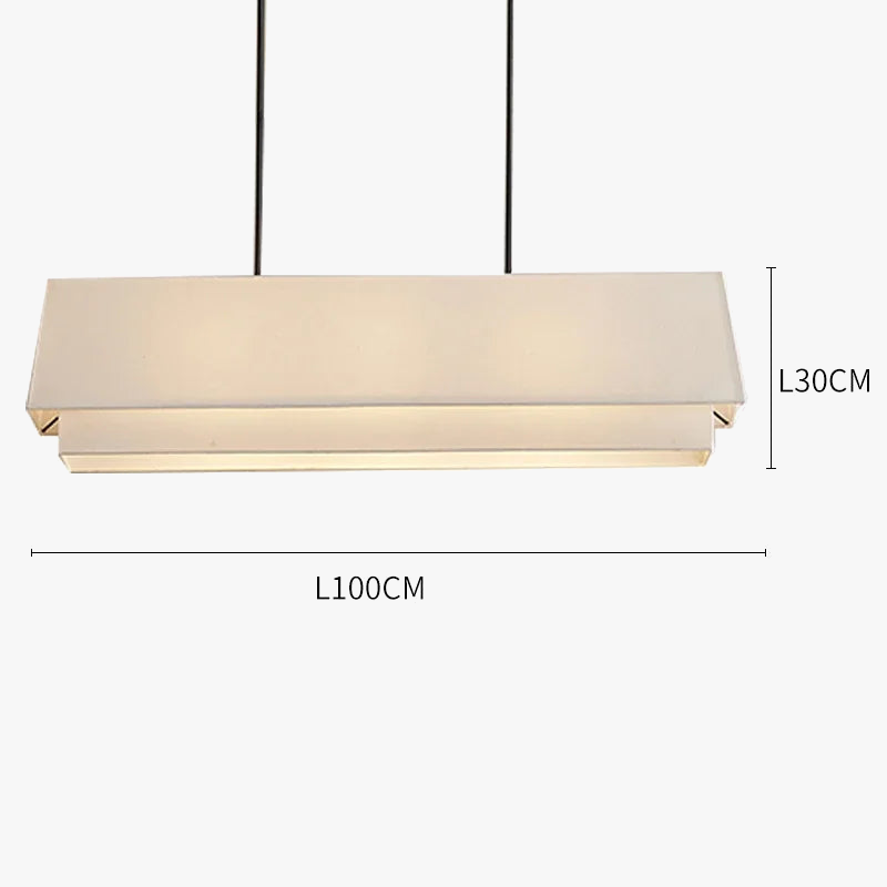 Camden Multi-Level Japanese Style Pendant Light - Minimalist Fabric Shade Designer Chandelier for Living Room & Kitchen Counter Lighting