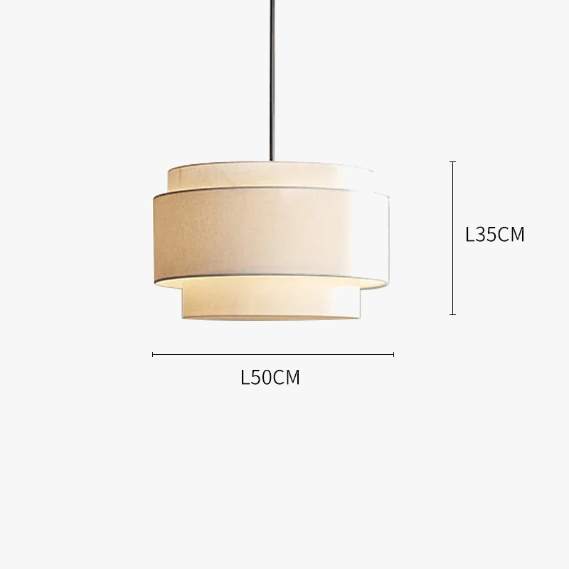 Camden Multi-Level Japanese Style Pendant Light - Minimalist Fabric Shade Designer Chandelier for Living Room & Kitchen Counter Lighting