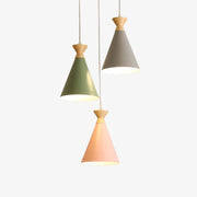 Scandinavian Pendant Light with Cone Shade and Wood Accent