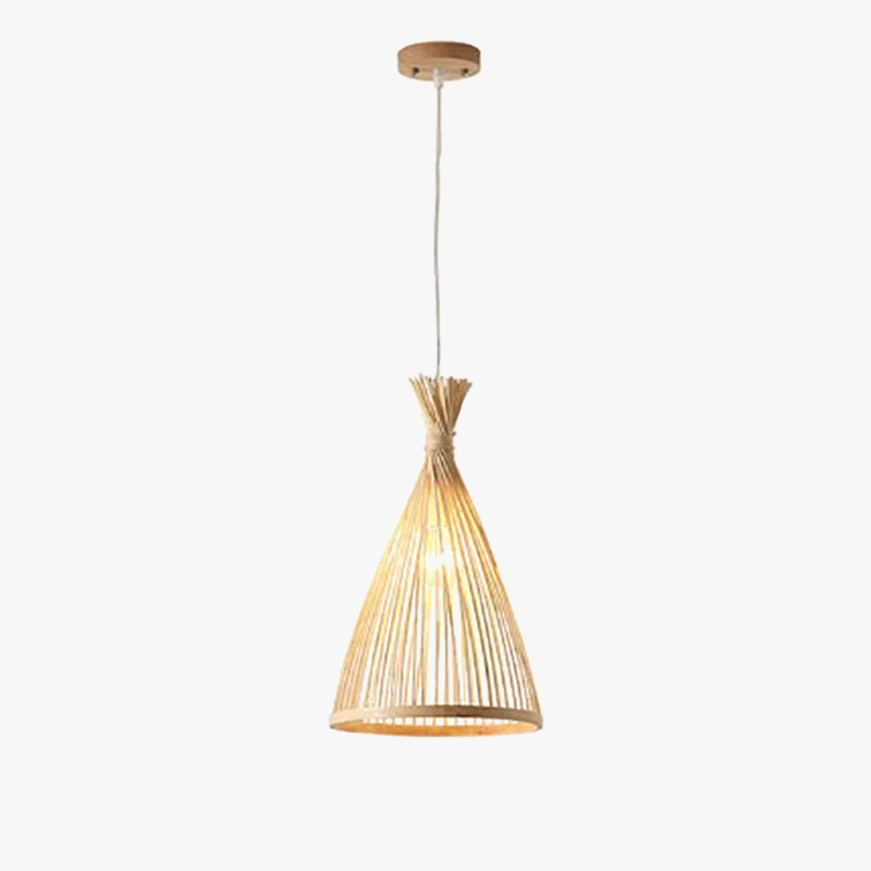 Handmade Vintage Bamboo Suspension Light Fixture for Restaurant Café