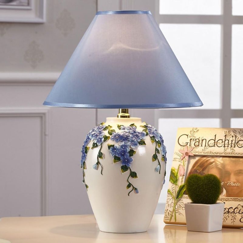 Vintage Floral Table Lamp with Fabric Shade