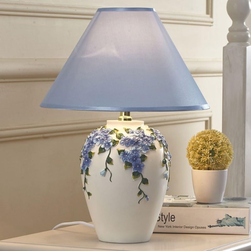 Vintage Floral Table Lamp with Fabric Shade