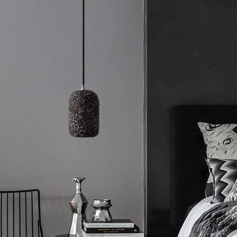 Terrazzo Style LED Cylinder Pendant Light Black Norenza