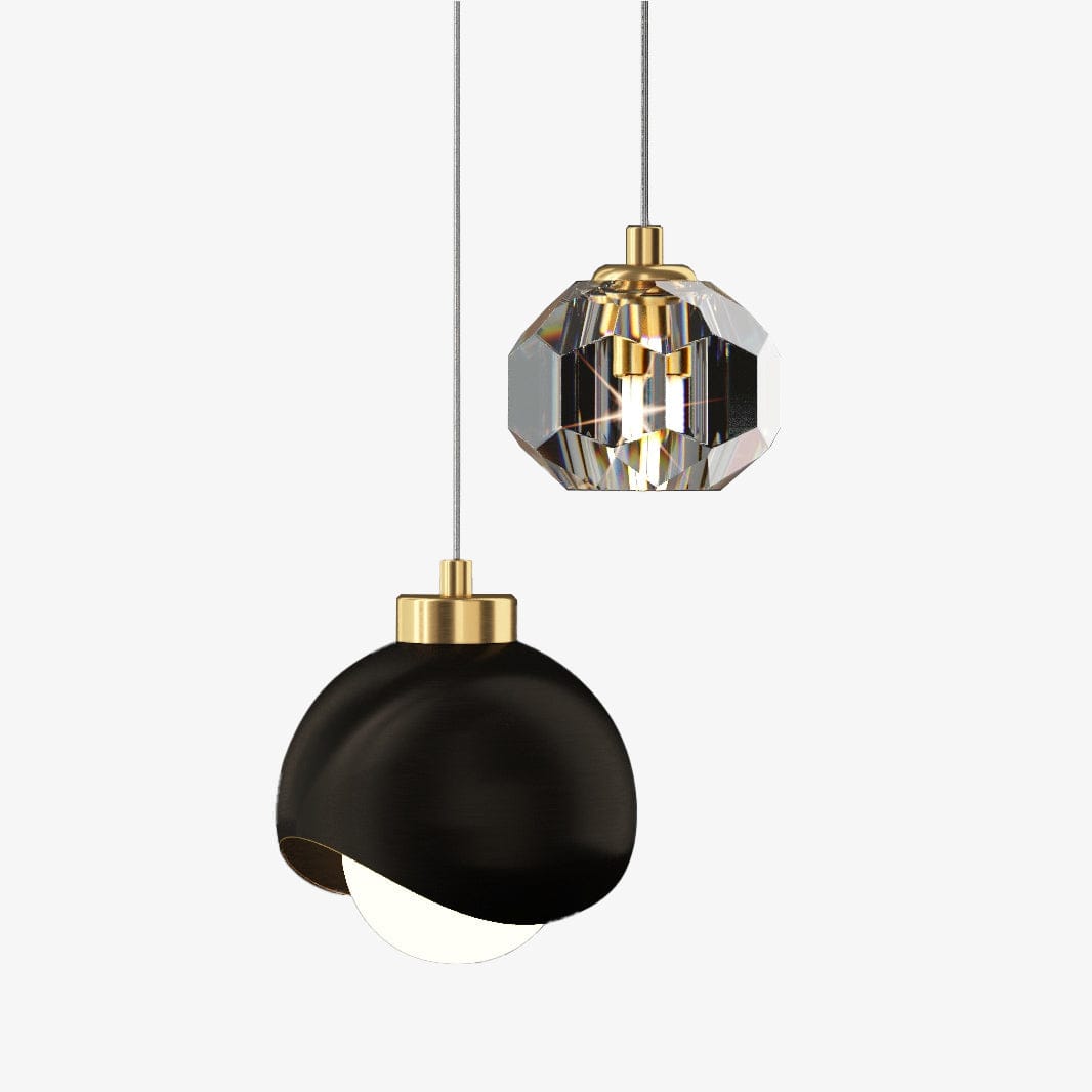 Thea Double Light Source LED Pendant Light Design Black Norenza
