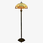 Tiffany Floor Lamp with Yellow Stained Glass Shade Norenza