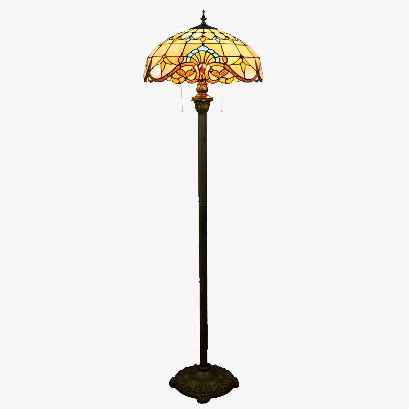 Tiffany Floor Lamp with Yellow Stained Glass Shade Norenza