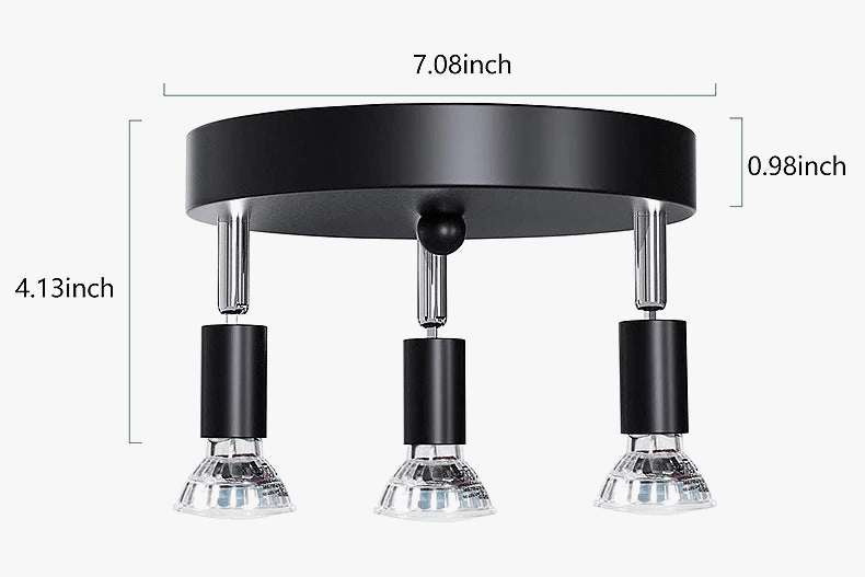Triple Chrome Black Spot Ceiling Light with GU10 Bulbs Black Norenza