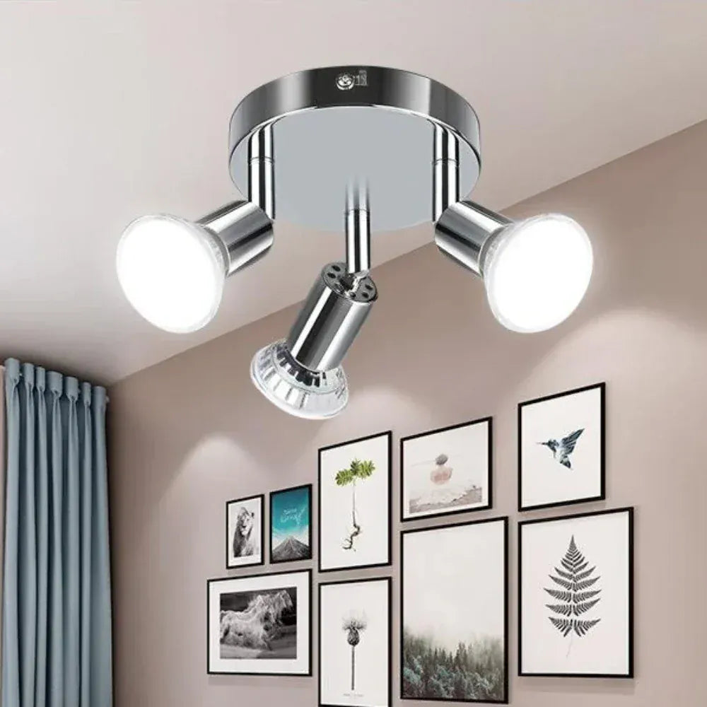 Triple Chrome Black Spot Ceiling Light with GU10 Bulbs Norenza