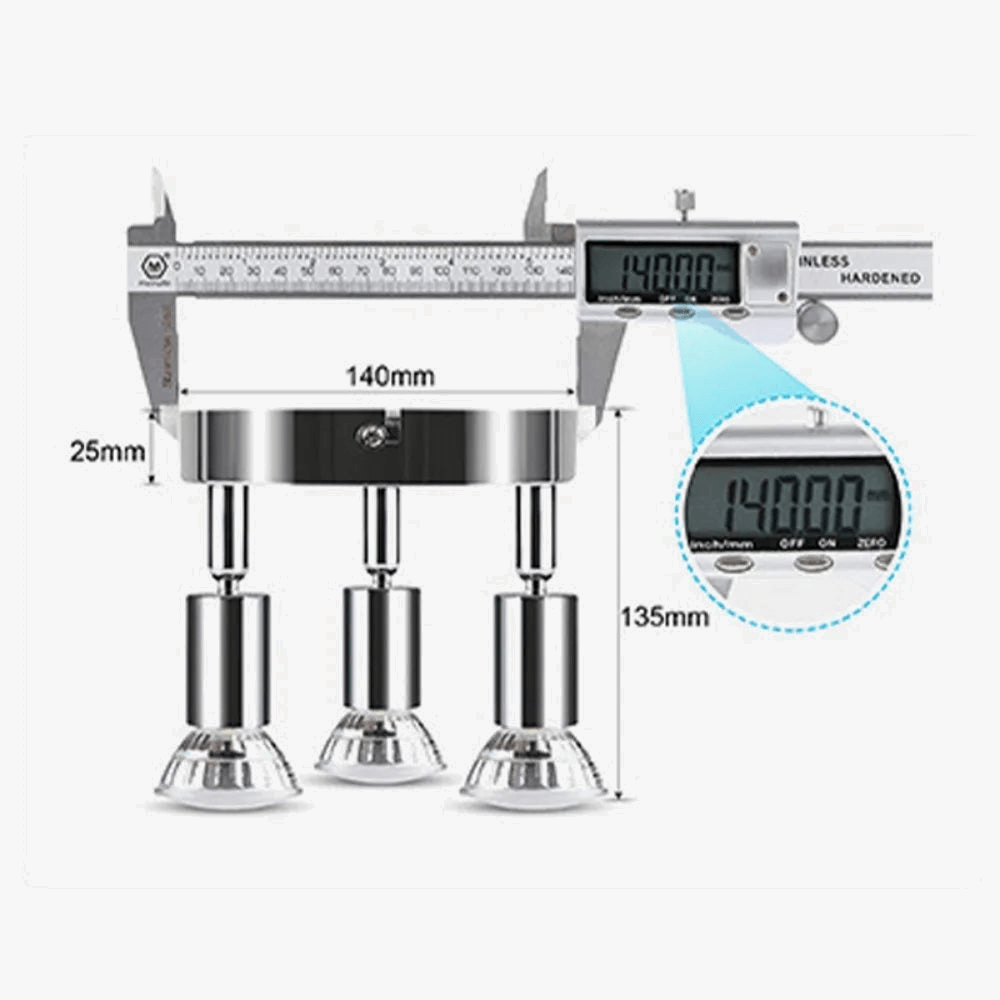 Triple Chrome Black Spot Ceiling Light with GU10 Bulbs Norenza