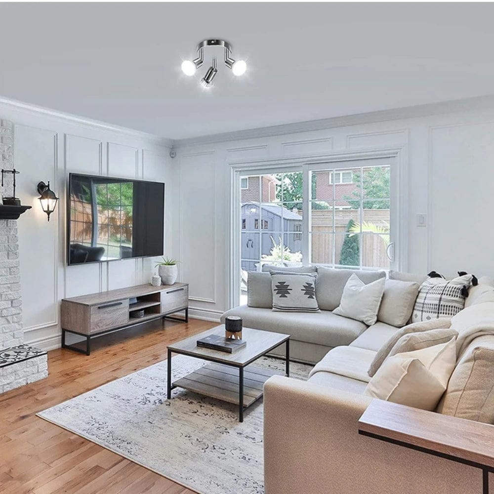 Triple Chrome Black Spot Ceiling Light with GU10 Bulbs Norenza